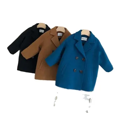 New Boys Handsome Trench Coat Children Suit Collar Fashionable Casual Woolen Coat