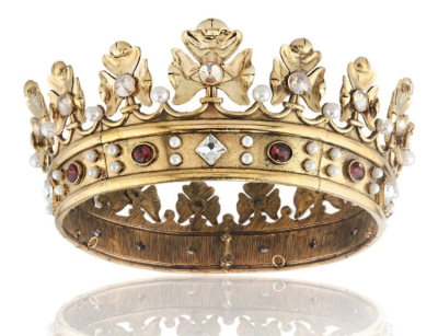 Men Retro Round Large Crown Baroque Pearl King Coronation Crown