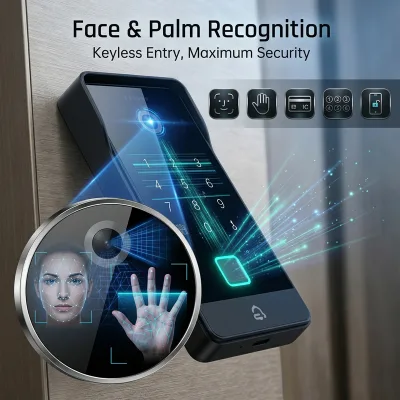 Hiwink Smart Doorbell 2K Face Palm Recognition Video Doorphone IP65 Outdoor Station Video Intercom System with IPS Touch Screen