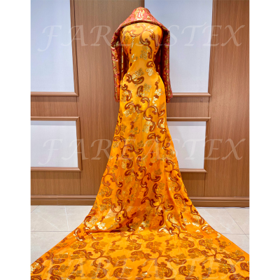 Silk Lurex Fabric Metallic Wholesale Garbasar Classical Design Silk Multicolor Silk Hand Printing Soft