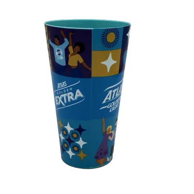 Customized Reusable 16oz 18oz 20oz Large Capacity PP Plastic Cup Stadium Cup with CMYK Printed Foldable Design