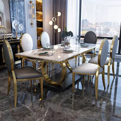 2025 New Nordic Dining Table Base Marble Top Furniture Sintered Stonel for Living Room Hotel Villa