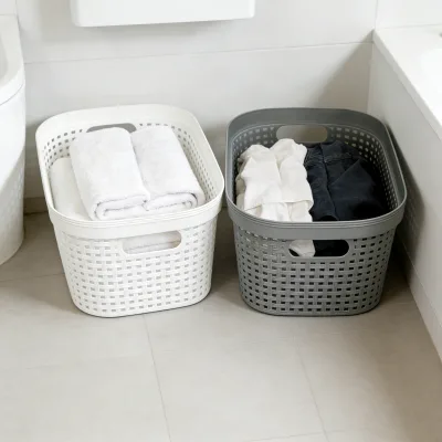 Eco-Friendly Modern Rectangle PP Plastic Stackable Multifunction Laundry Basket for Storage Organization Closet Basket