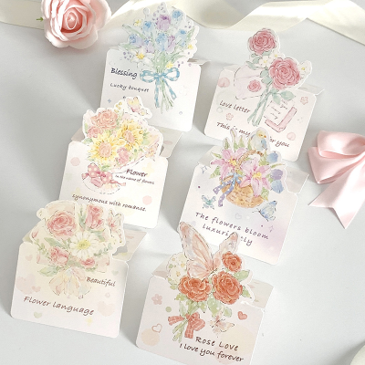Paper Greeting Cards Flower Bouquets Message Cards Blessing Cards Birthday Holiday Gift Giving Decoration Cards Pop-up