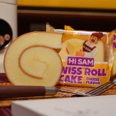 2026 Hi SAM 70g Halal Certified Fresh Cheese & Chocolate Flavored Soft Fluffy for Roll Cake in Box/Bag Packaging