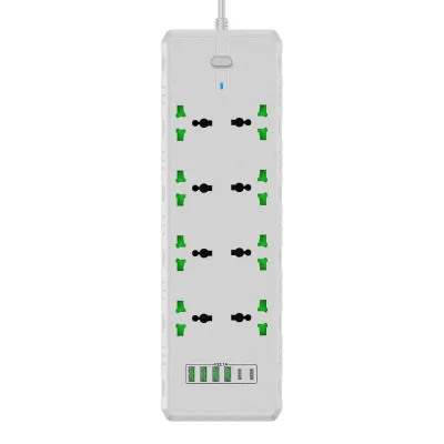 Multifunction Universal 8 Way Outlet USB PD Charging Port Surge Protect Power Strip Supply Cabel Extension Socket