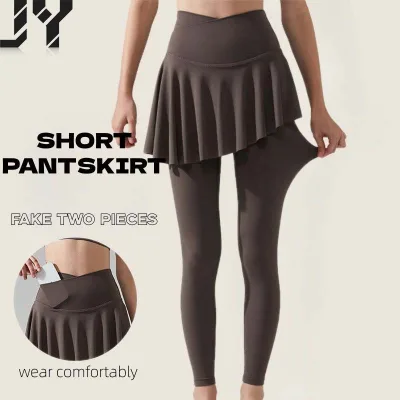 Women's High-Waisted Butt-Lifting Fitness Skirt-Pants Tight-Fitting Quick-Dry Dance Yoga Pants High-Waisted Running Pants