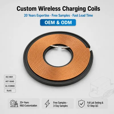 Wireless Charging Coil Flat Planar 5W 10W 15W Qi Induction Coil Ferrite Magnetic Sheet Ultra Thin SMD Custom OEM