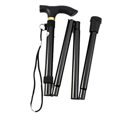 2025 New PL Portable Trekking Poles Aluminum Alloy T-Handle 4-Joint Foldable Climbing Walking Stick Non-slip Lightweight Hiking