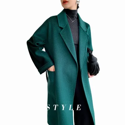 Factory Custom Women's Wool Long Overcoat Classic Spring Autumn Woolen Winter Coat