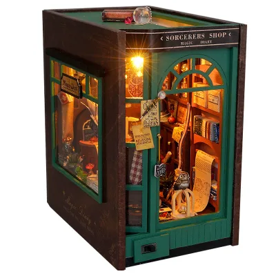 DIY House Magic Theme 3D Wooden Bookshelf Creative Handmade Assembly Birthday Gift Microscale Architectural Model Mini Toy