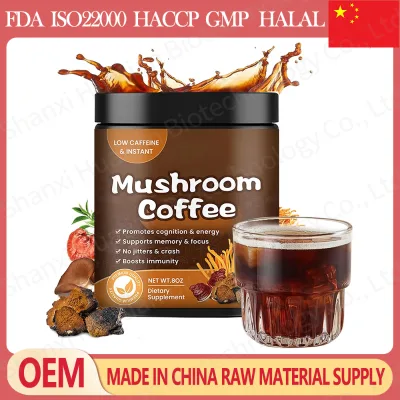 Mushroom Coffee Powder with 12 Superfoods Lion's Mane Cordyceps Reishi for Nootropic Energy Immune Support From OEM Factory Bulk