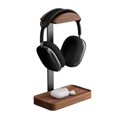 Wood Headphone Stand Wood Headset Stand with Storage Base Headphones Holder for Office Gaming