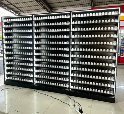 Smokeless Gas Station Cigarette Shelf with Pusher Cigarette Display Cabinet Showcase for Smoke Shop Metal Cigarette Display Rack