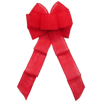 Gunnysack 2.5\" Country-Style Wired Christmas Bow Floral Jute Natural Burlap Fabric Ribbon for Holiday Gift Decorations