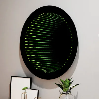 Round Smart Hotel 3D Led Custom Decorative Infinity Tunnel Mirror