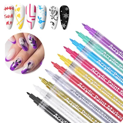 Nail Art Painting Pen - Non-baking, Quick-drying Acrylic Marker Pen for Waterproof Nail Color Painting Painting Pen