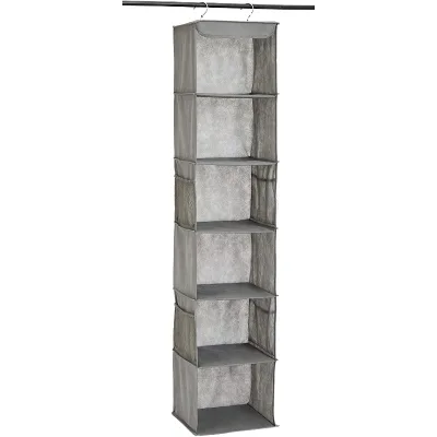 Hanging Closet Organizer, 6-Shelf Closet Hanging Storage Shelves, With Pockets