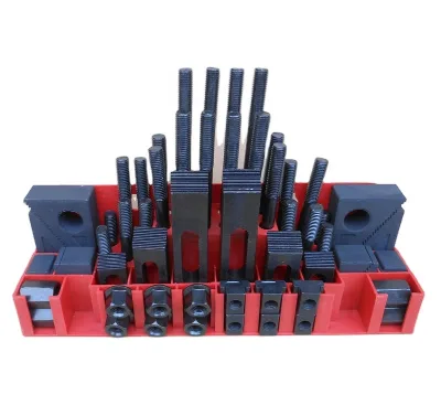 M8-58pcs Milling Machine Clamping Set Heat Treated Steel Mill Clamp Kit T-Slot Workholding Tools with Storage Rack for CNC Vice