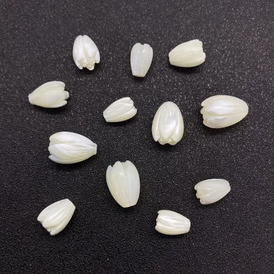 Wholesale 8*10mm Flower Shape Natural Shell Pearl Loose Beads , High Quality Carved Shell Pearl Tulip Beads for Jewelry Making