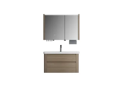 Modern Bathroom Cabinet Double Drawer Design with Mirror Cabinet Wall Mounted MDF Material Bathroom Storage Cabinet Saves Space