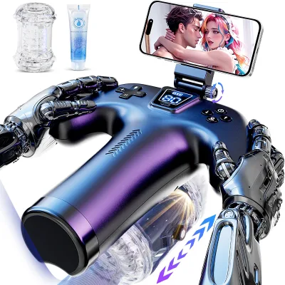 10cm ultra Long Thrust Distance Double-Sided Electric Pocket Pussy Stroker Men Masturbator Machines with Mobile Phone Holder