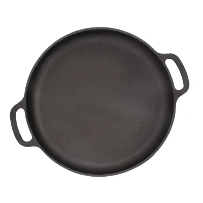 35cm Pre-seasoned Skillet Cooking Plate Cast Iron Pizza Pan for Outdoor Baking Paella Pan