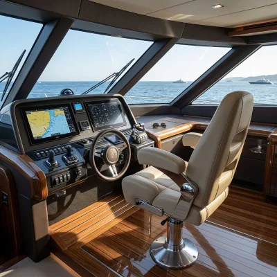 For Marine Suspension Captain Chair Shock Absorption System 360 Swivel Pedestal PU Leather Adjustable Boat Seat