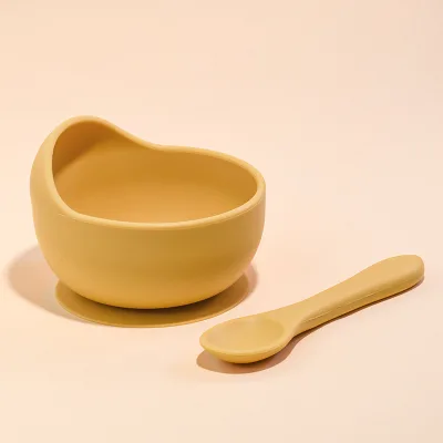 Cross-Border Maternal Infant Dishes & Utensils Set Snail Bowl Fall-Resistant Silicone Fork Spoon Food Grade Two-Piece Set Baby
