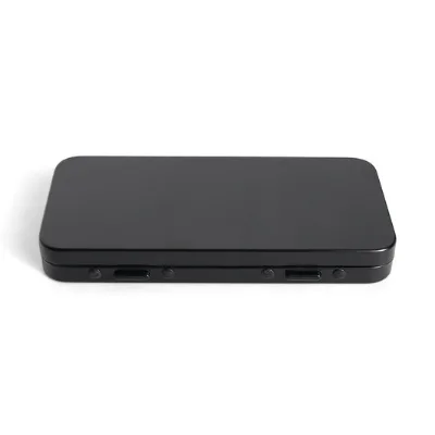 Matte White/Black Small Metal Box Two-Button Child Resistant Tin Cases with Hinged Lids Custom Your logo