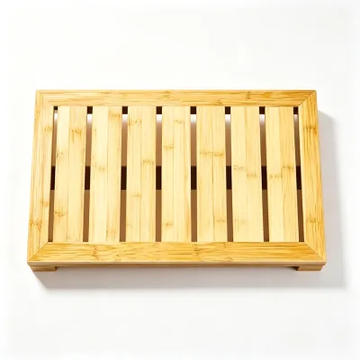 Compact Bamboo Bathroom Mat, Water-Resistant Wooden Shower Mat for Shower Floor, Bathtub Side and Daily Home Use