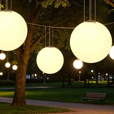 Large Outdoor Decorative Hanging Ball 3000K Color Temperature, DC 24V, Wireless Remote Control Waterproof for Outdoor Use