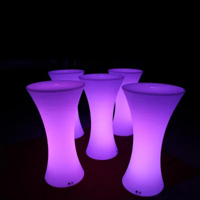 Remote Control Battery Operated Rechargeable Rgb Color Changing Led Highboy Poseur Table