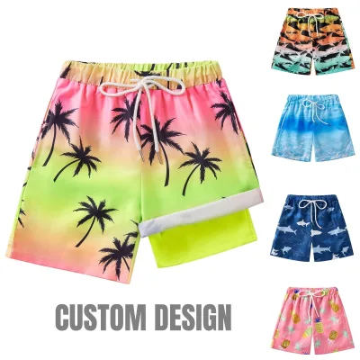 Customized Boys Swim Trunks Boxer Brief Liner Compression Swimming Shorts Stretchy UPF Quick Dry Swimsuit