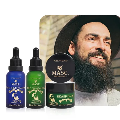 4Pcs Mens Beard Growth Kit Comb Roller Set Facial Beard Care