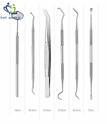 Full Medical Stainless Steel Dental Tools Kit Teeth Tartar Scraper Mouth Mirror Dentists Tool
