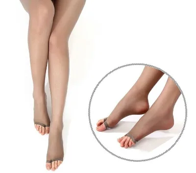Open-toe Nylon Acrylic Stockings Ultra-thin Core-lined Pantyhose Non-shedding Elastic Knitted Summer 0D Tight Women's