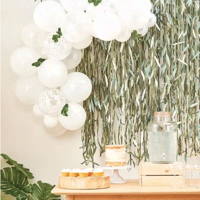 White Balloon Arch With Foliage for Party Decoration