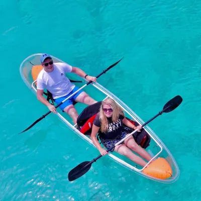 Rito Clear Canoe Kayak PC Transparent Fishing Boat with Paddle for Lake River Ocean