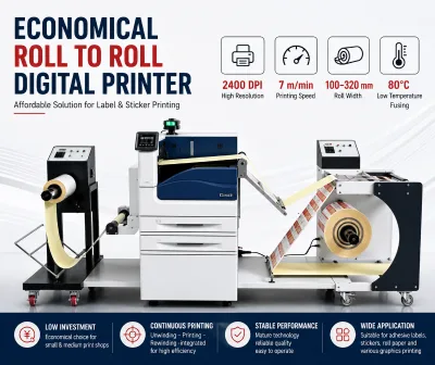 Economical Roll to Roll Color Digital Label Printer with High Resolution for Adhesive Sticker Paper Continuous Printing
