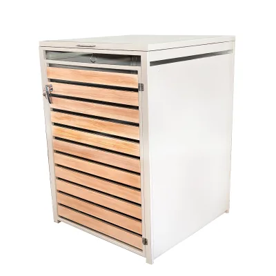 Customized Outdoor Single Door Garden Garbage Bin Shelter Metal Wheelie Bin Hideaway Steel Cover Cabinet for Dustbin