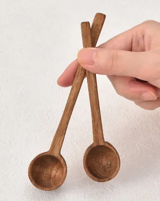 Engraved logo wood spoon coffee nature wood measuring spoon e-friendly mini wooden scoop