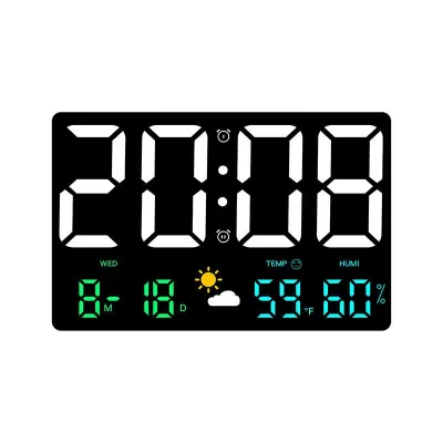 Wholesale Multifunctional Large LED Display Brightness Adjustable Weather Forecast Alarm LED Clock Digital Wall Clock Home Decor