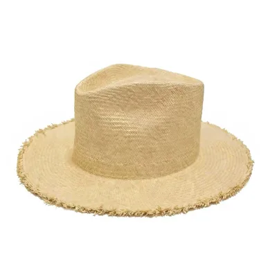 Fashion Trends New Arrival Distressed Frayed Brim Fedora Hat Summer Sun Hat Custom Design Fashion Blank Paper Straw Panama Hat