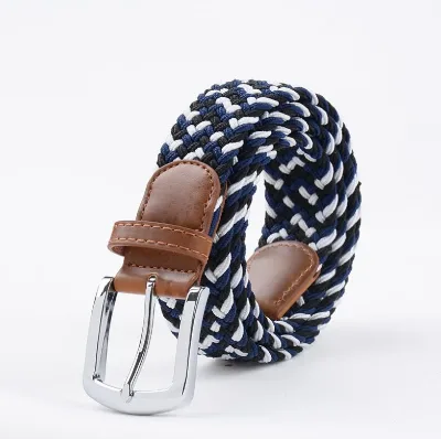 Hot Sale of Fashion Wear Elastic Fabric Woven Stretch Multicolored Belts Essentials Men's Stretch Woven Belt for Men's
