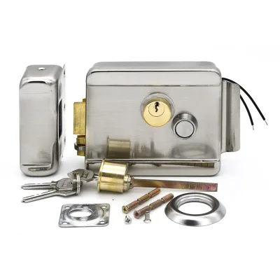 DC12V electric dual cylinder door lock set for intercom access control system, intelligent key card wheel lock