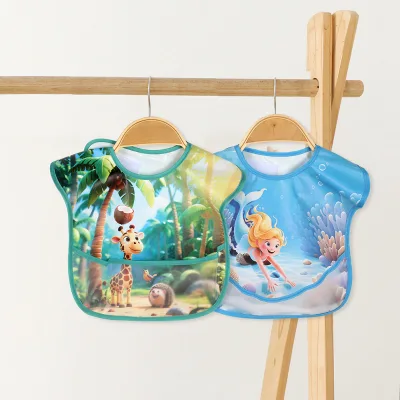 Hot Selling Waterproof Children's Clothing Cartoon Animal Pattern Designs Baby Bibs Smock