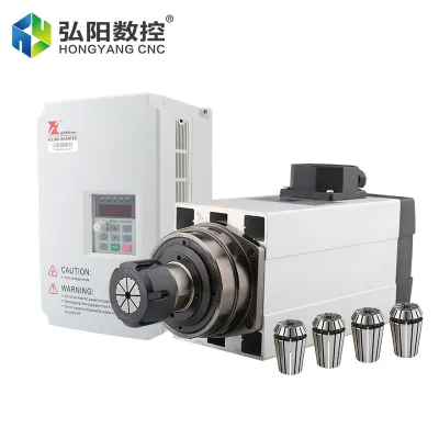 Engraving Machine 4.5kw square Air-cooled High-speed Woodworking Spindle 4 Ceramic Ball Bearings and 5.5kw Inverter