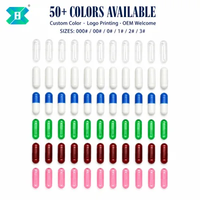 Empty Capsules HPMC Plant Origin Non-Animal Transparent Custom Colors Size 00 0 1 2 3 for Herbal Filling