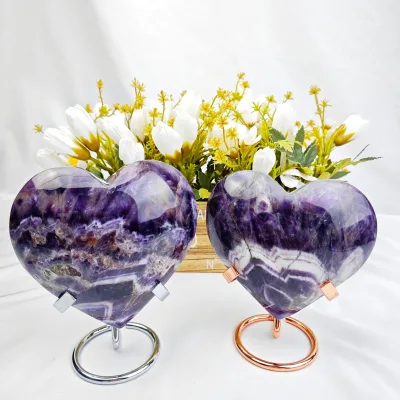 Hot Sale Customizable Crystal Healing Purple Romantic Dream Amethyst Heart for Room Decoration